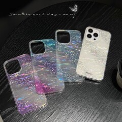 Apple 17 金メッキギャラクシーレインボーオーロラ携帯電話ケース iPhone16pro グリッター 15 落下防止保護カバーに適しています。