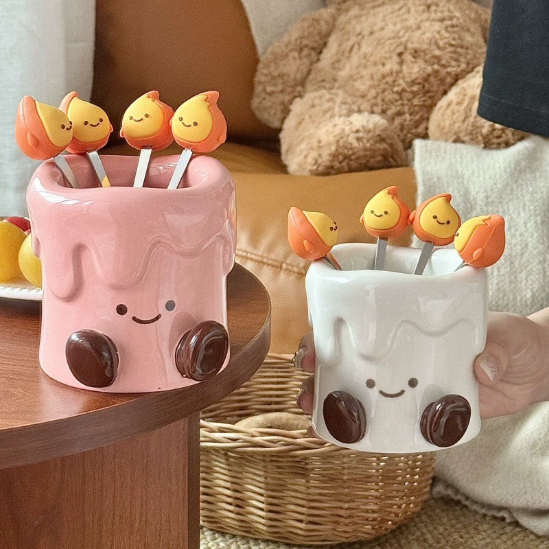 Прямая продажа с фабрики, милая мультяшная свеча, фруктовый чай, маленькая вилка пожарного, вилка из нержавеющей стали 304, вилка для дома, гостиной, подарок