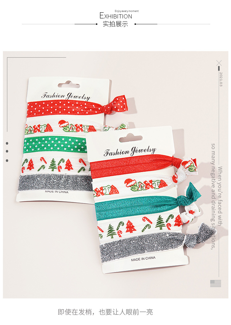 9g Weight Festival Occasion Women'S Gender Christmas Style Christmas Headband Hair Accessories Knotted Hair Rope Christmas Set 4