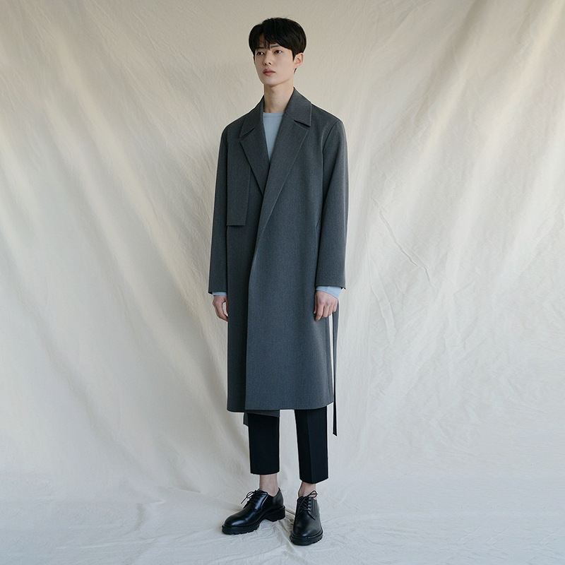 MYQAutumn Korean Style Windbreaker Men's Medium-length Casual Coaty And Handsome Knee-length Loose British Style Coat