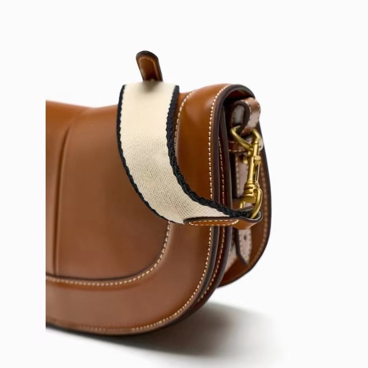 Crossbody Bag Bags Type Women's Pu Leather Solid Color Classic Style Sewing Thread Semicircle Magnetic Buckle Flip Cover Crossbody Bag