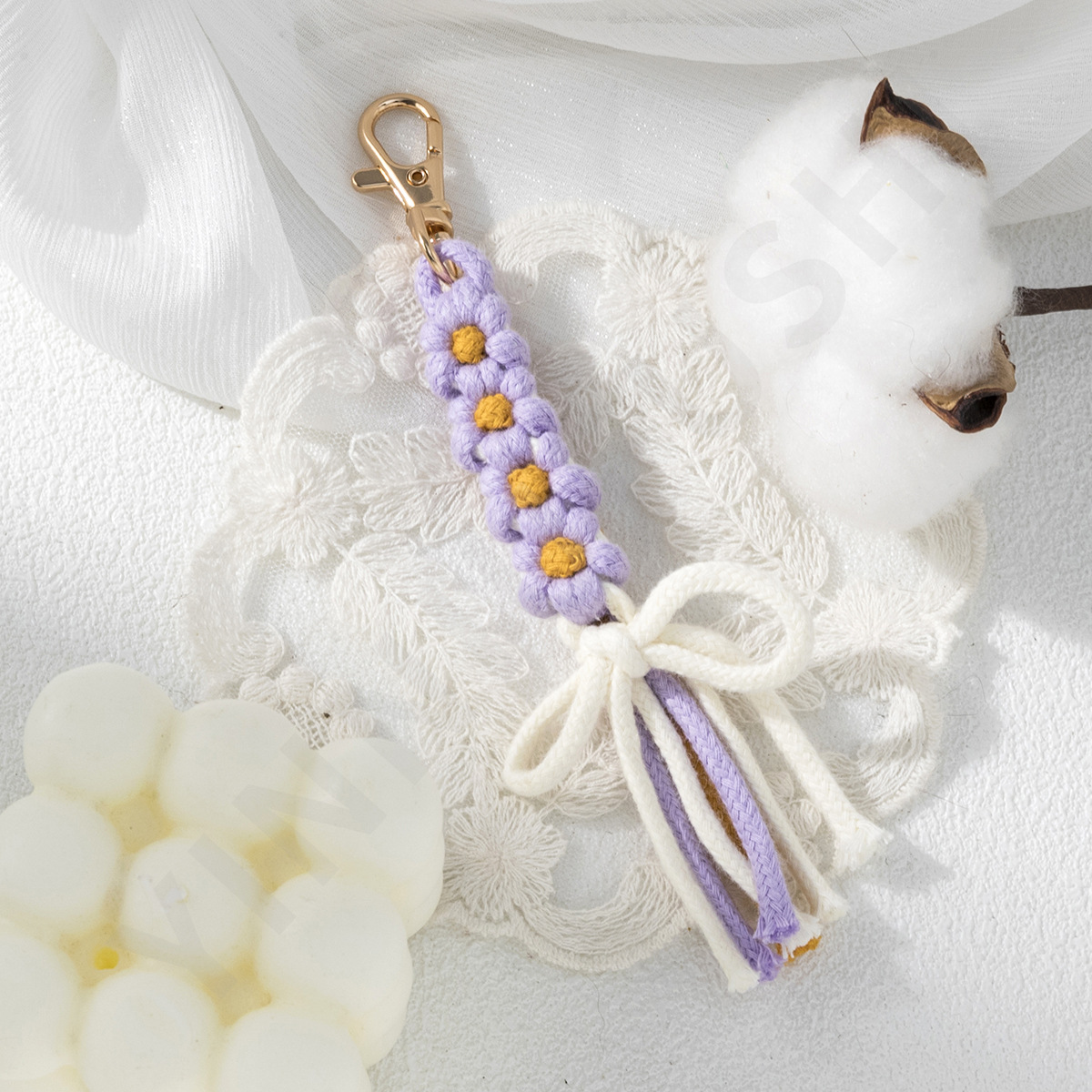12g Weight Bag Pendant, Keychain Classification 1 Piece Quantity Casual, Daily Occasion Pure cotton Material Bow Knot Pattern Women's Gender Cute, Modern Style Style Cute Modern Style Bow Knot Pure Cotton Women's Bag Pendant Keychain 9