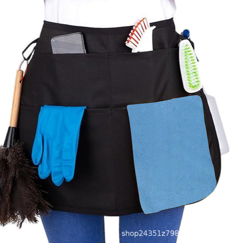 Barber Waist Bag Small Apron 5 Pocket Scissors Tool Storage Bag Anti-fouling Cleaning Hotel Barista Work Clothes