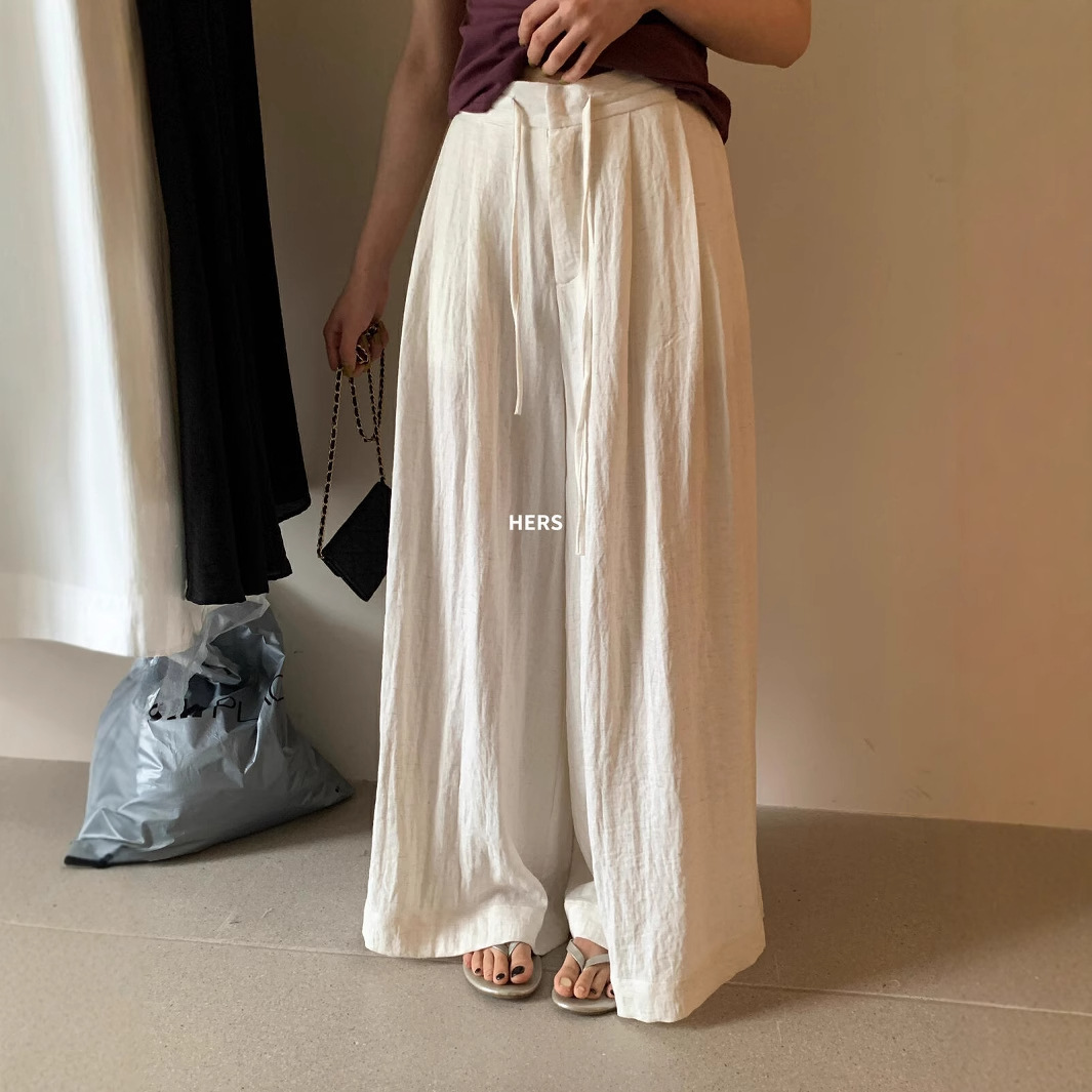Liquidación no retornable, pantalones casuales de traje de cintura alta, versátiles, cómodos, suaves, para todos los días, pantalones de pierna ancha para mujer 20880 image 3