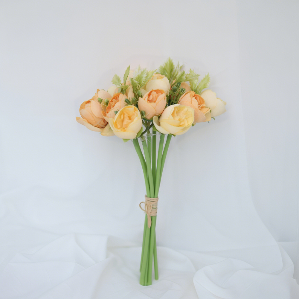 Flores artificiales retro, sosteniendo un ramo de peonía, decoración del hogar de boda, accesorios fotográficos, flores artificiales