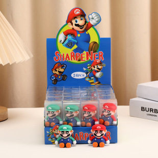 Mario Red Green Soft PVC Cartoon Pencil Sharpener Student Office Stationery Children's Pencil Sharpener Small Gift