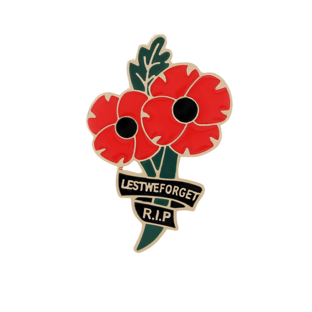 Europeo y americano nuevo aniversario flor roja broche princesa británica Kate conmemorativa rhinestone broche moda gota aceite diamante