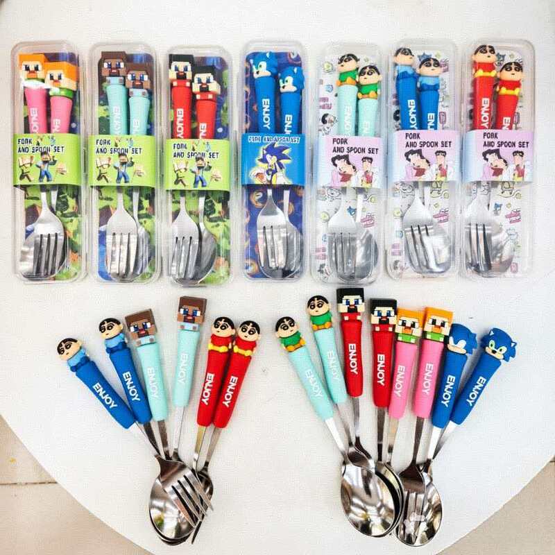 Cartoon-Shaped Stainless Steel Cutlery, Cute Cartoon Stitch Design, Portable Travel Fork and Spoon Set Cartoon-Shaped Stainless Steel Cutlery, Cute Cartoon Stitch Design, Portable Travel Fork and Spoon Set