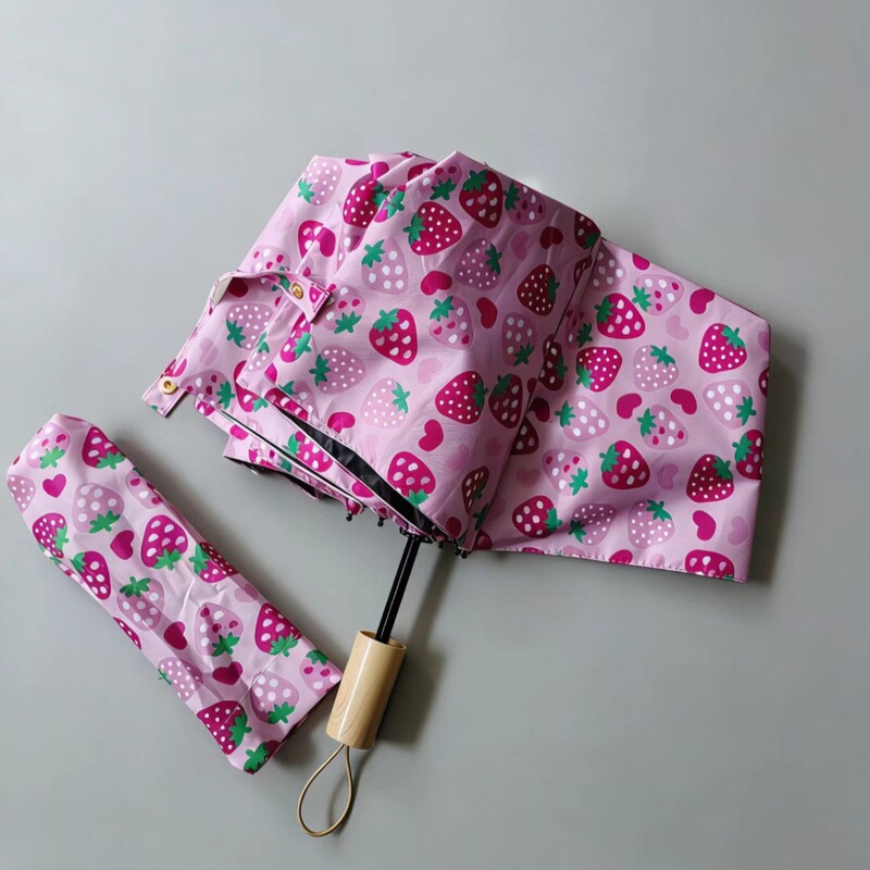 Vinyl Sun Protection Umbrella, Girly Strawberry Folding Umbrella, Waterproof Sun Protection Umbrella for Students, Dropshipping Available Vinyl Sun Protection Umbrella, Girly Strawberry Folding Umbrella, Waterproof Sun Protection Umbrella for Students, Dropshipping Available