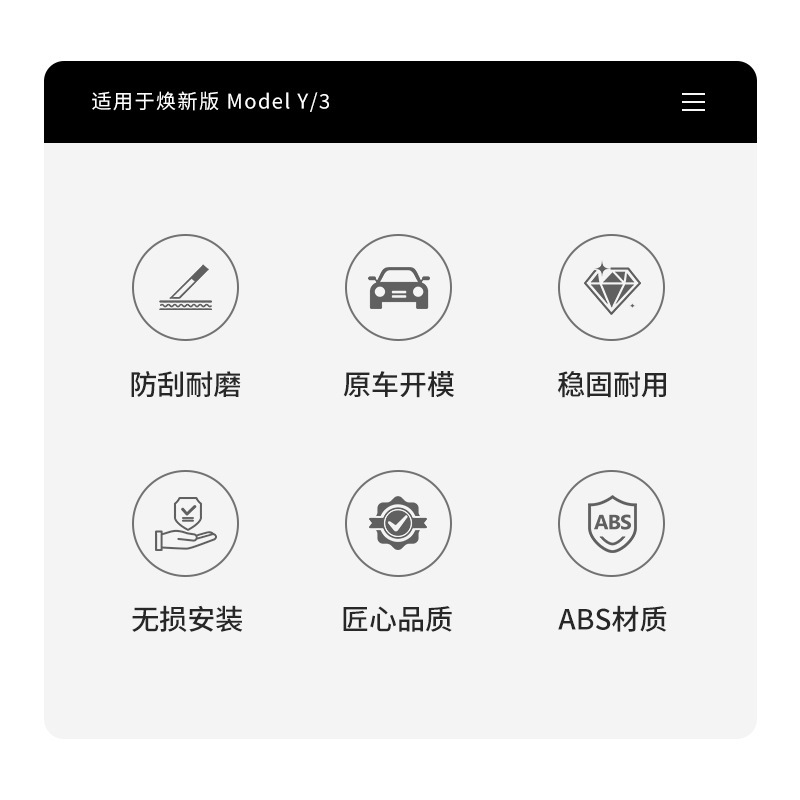适用特斯拉焕新YJuniper仪表台装饰贴片Highland3YL碳纹内门饰条|undefined