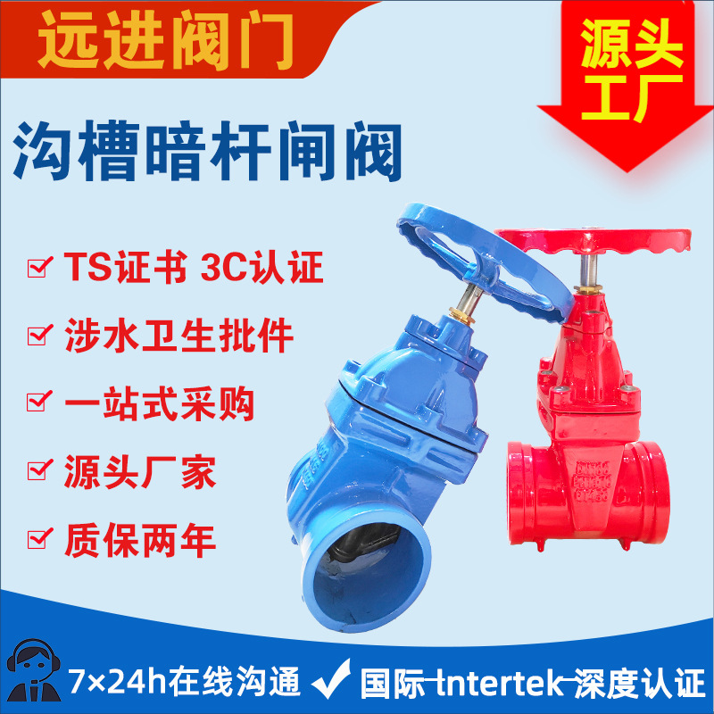 沟槽软密封暗杆闸阀球墨铸铁闸阀Z85X-16Q消防闸阀