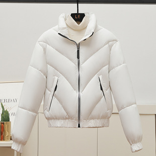 2024 Winter New Short Stand Collar down Cotton Jacket Women's Slim Fit Small Thickened Bread Jacket Cotton Jacket