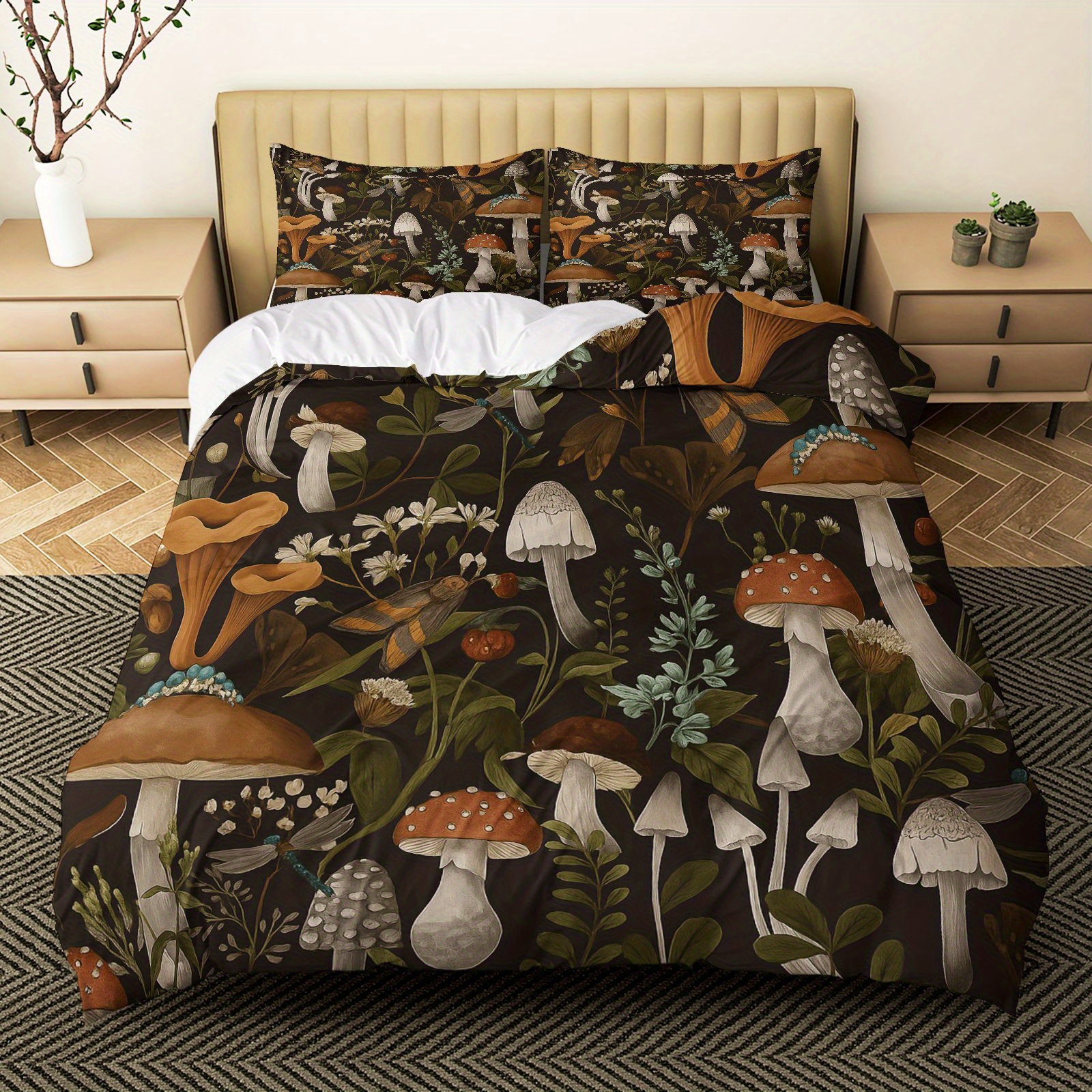 TEMU / JIT textil doméstico molido impresión digital de color iluminante set de colcha con patrón forestal para diseñar