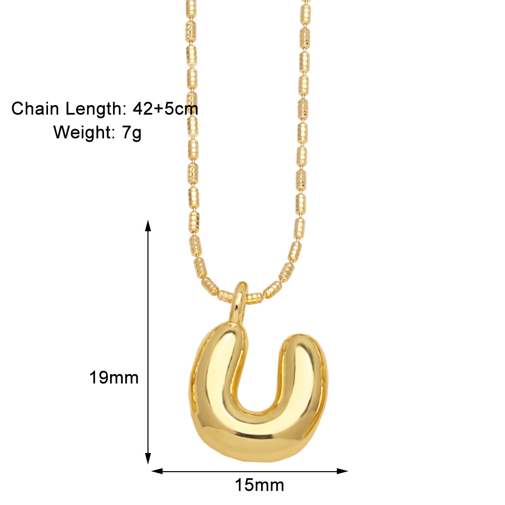 10g Weight Gold Plated Plating Material Pendant Necklace Classification 1 Piece Quantity Daily, Street Occasion Copper Material Letter Pattern Unisex Gender Simple Style Style Copper Gold Plated Simple Style Letter Pendant Necklace 22