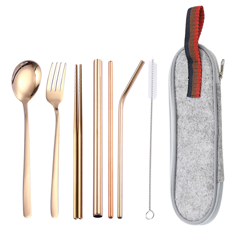 로즈 골드 7 종 세트/라이트 그레이 가방