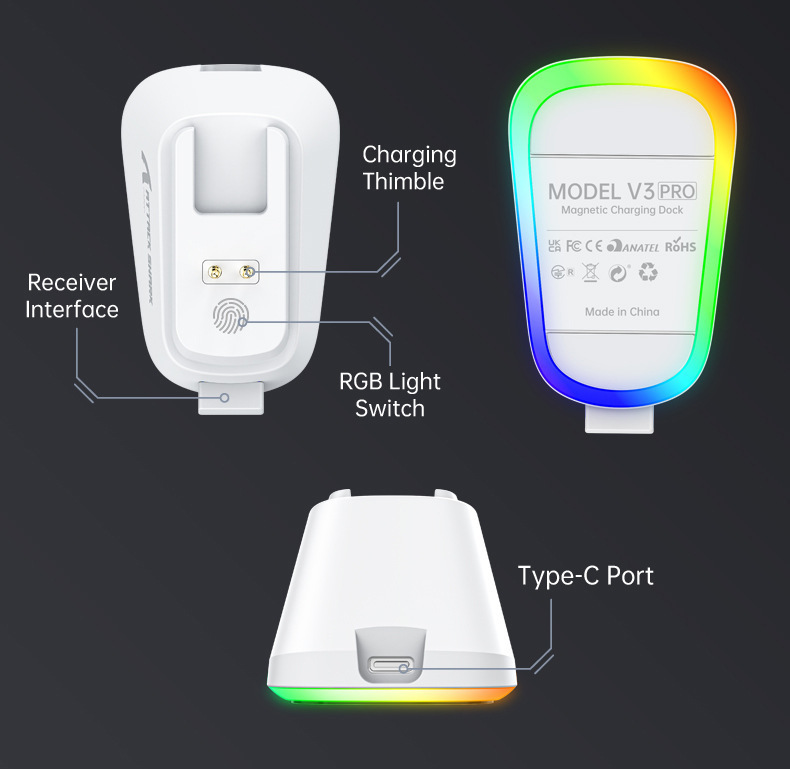 AttackShark V3PRO Mouse, Lightweight, Video Game, The Third Mock Examination, Wireless Bluetooth, RGB Seat, Rechargeable_voghion.com