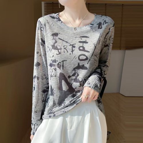 Wholesale Lyocell Tencel 2025 Spring Women's Tie-Dye Short-Sleeve Round Neck Casual Basic Top Stylish and Versatile