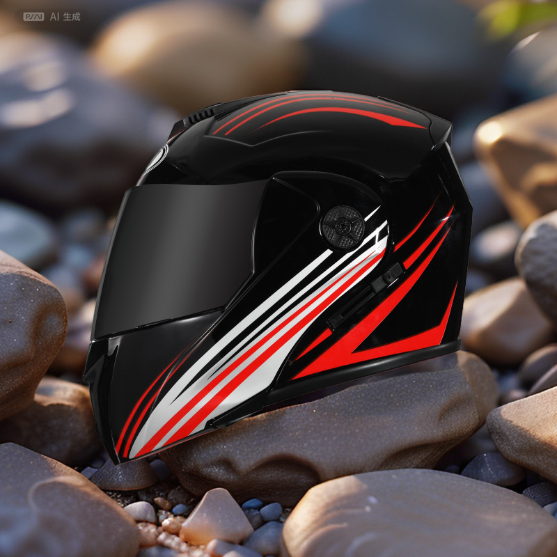 Motosiklet kaskı (dəbilqə) — Diàndòngchē Vehicle Helmet - red-m