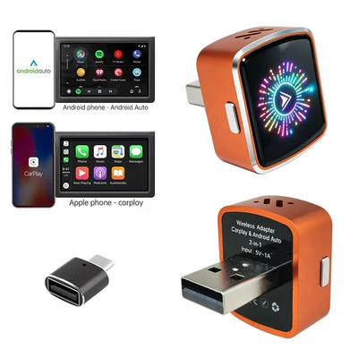 Simsiz CarPlay və Android Auto carplay box Android auto - k8c-orange-neutral-color-with-adapter