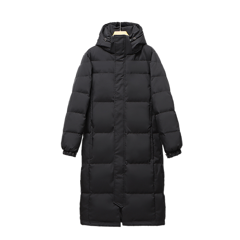 Black Women's down Jacket, Extra-Long, Over-The-Knee, Thickened, Loose Fit, Detachable Hood, 2025 New Model, Couple's Winter Wear