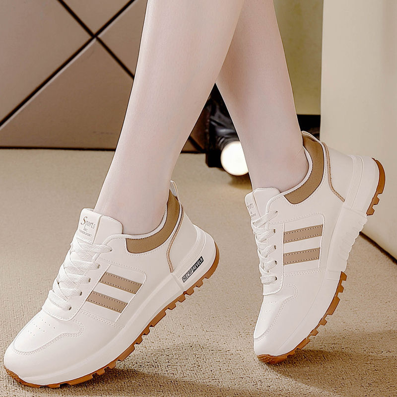 sneaker Women Ins Leather All-match 2024 Autumn New Thick Sole Non-slip Lightweight Explosive Forrest Gump Shoes for Women 5115