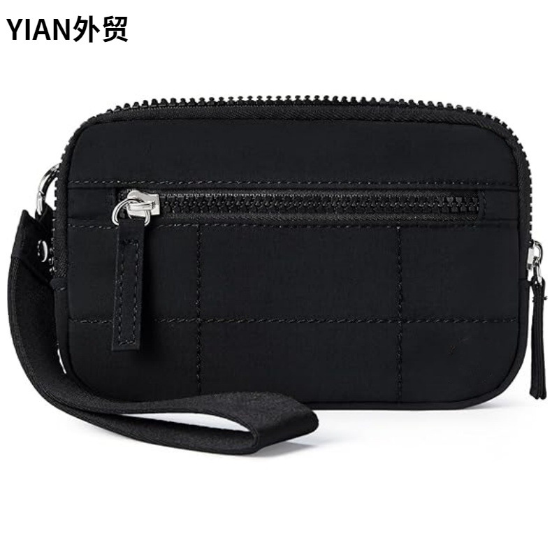 New Women's Wristband Wallet Nylon Quilted Wallet with 3 Zipper Wallet, Suitable for Travel Storage Bag