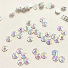 SS1-SS50仿奥平底烫钻免水洗胶底黑白AB水钻服饰饰品玻璃烫钻批发