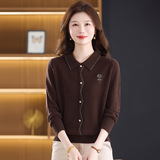 洋气翻领毛衣秋冬新款羊毛大码宽松年轻妈妈羊毛衫100%绵羊毛衣，女装针织衫/毛衣，妃慕昵服饰