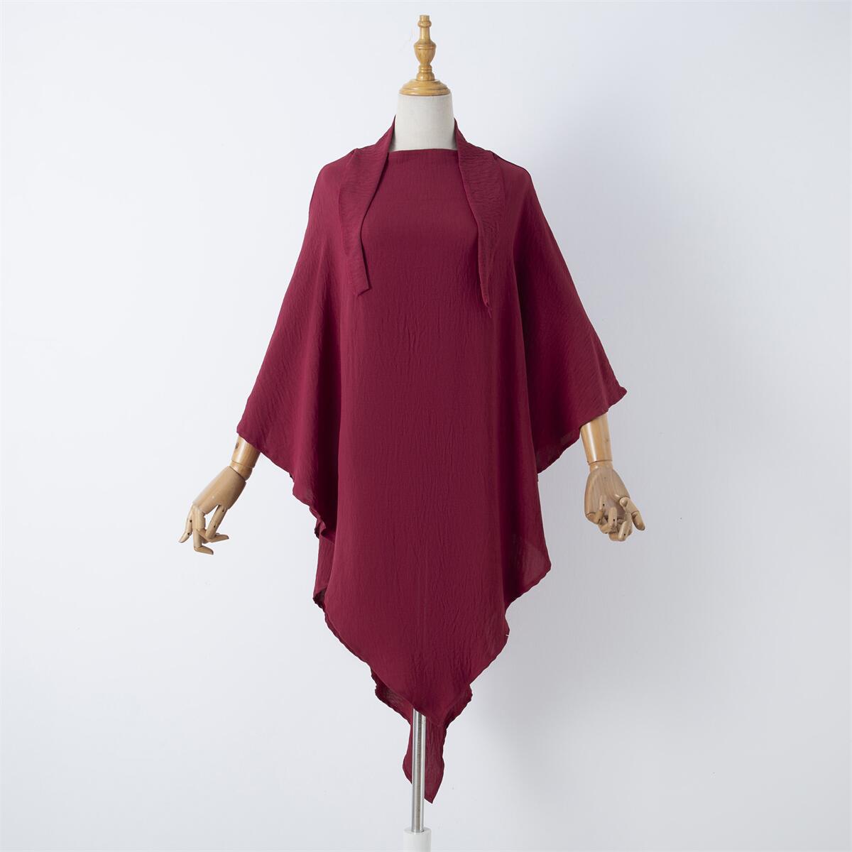 Damenbekleidung einfarbige Spitze Muslim Doppelschicht Kopftuch_voghion.com