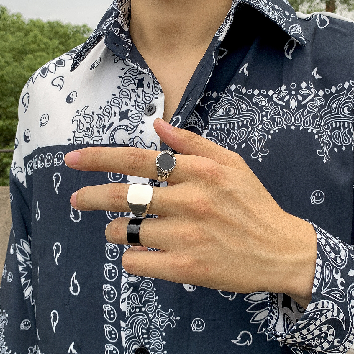 Fashion Geometric Alloy Plating Rings