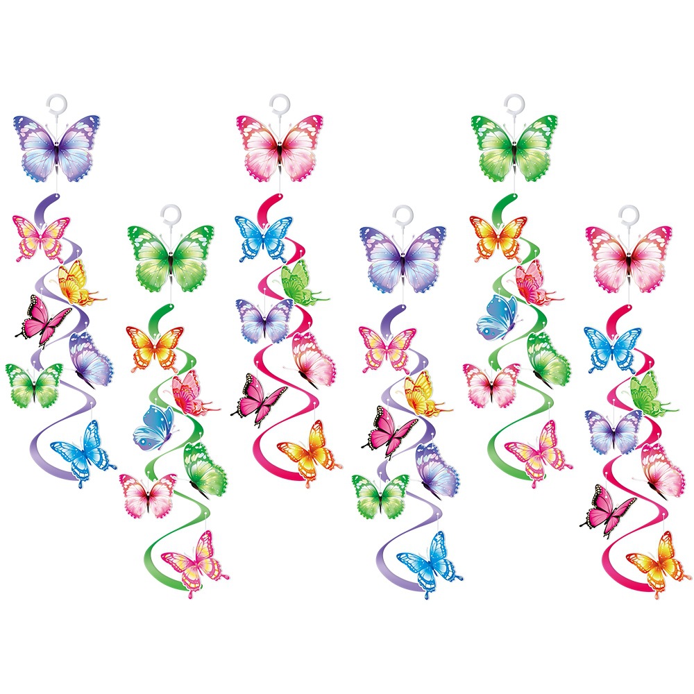 Amazon decoración de cumpleaños de niños mariposa campana de viento espiral primavera decoración de fiesta de cumpleaños colgante espiral