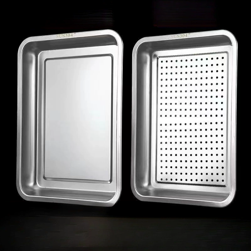 Прямоугольный противень для приготовления на пару 60×40, противень для приготовления на пару из нержавеющей стали 304, ящик для приготовления на пару, специальный противень для шкафа для приготовления на пару с отверстиями.
