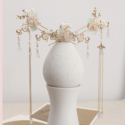 汉服配饰百搭全套明制头饰烧蓝发冠女古风簪子步摇婚嫁秀禾配饰品