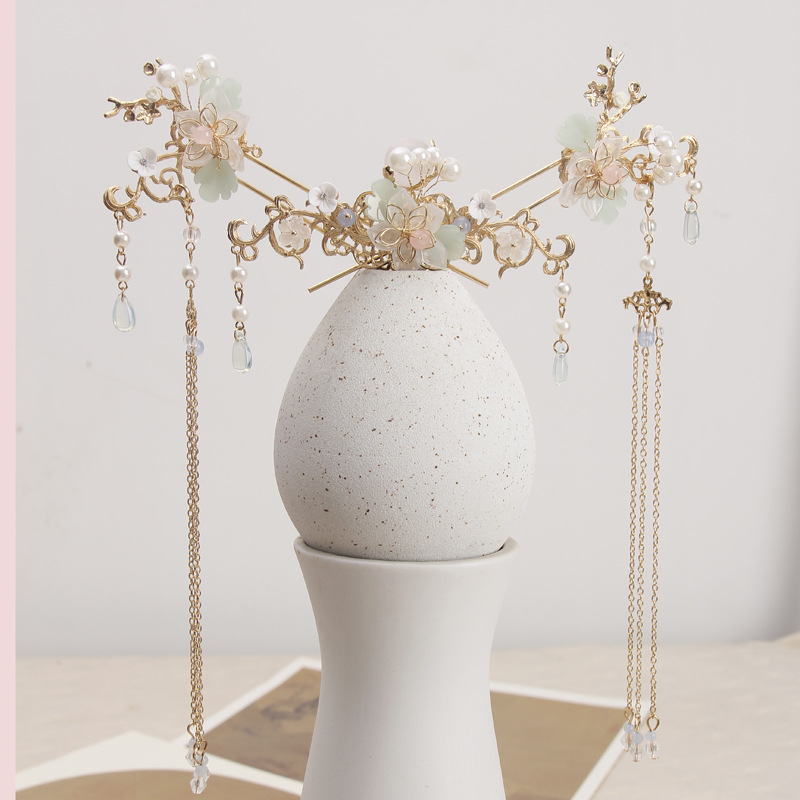 汉服配饰百搭全套明制头饰烧蓝发冠女古风簪子步摇婚嫁秀禾配饰品