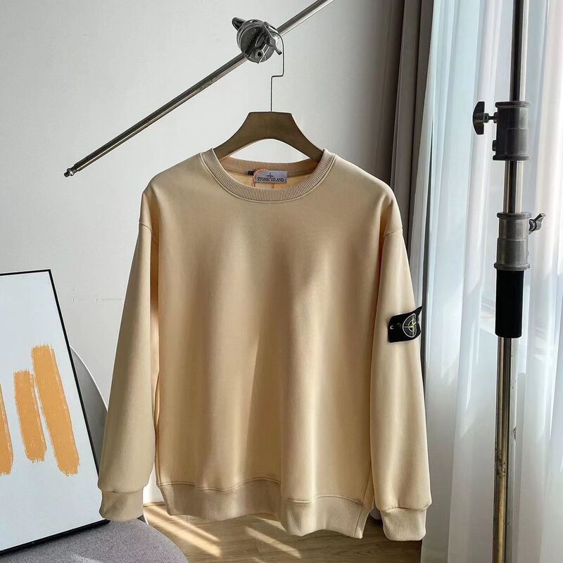 Cross-Border Men's Clothing Shitou Stone House Round-Neck Badge Sweatshirt Long-Sleeve Solid Color Ghost Compass Patch Shirt Base Layer Cross-Border Men's Clothing Shitou Stone House Round-Neck Badge Sweatshirt Long-Sleeve Solid Color Ghost Compass Patch Shirt Base Layer