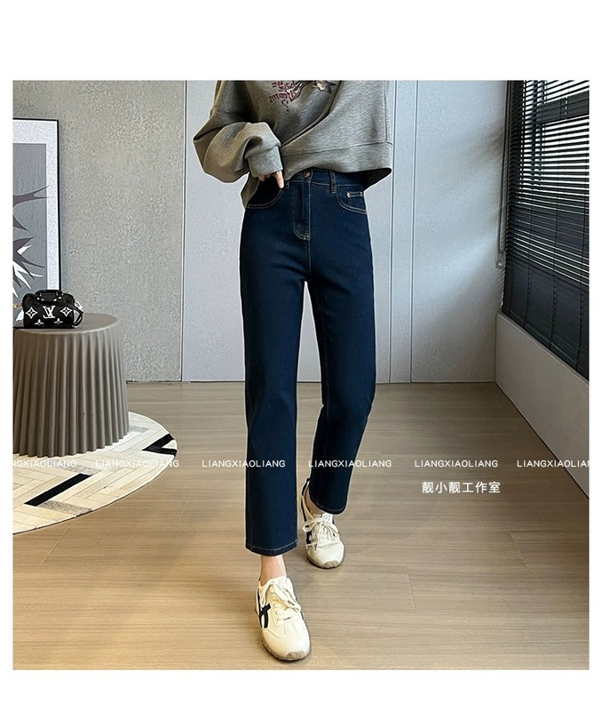 靓小靓天生细腿薯条裤万象弹莱卡棉9分小直筒烟管气质女牛仔裤|undefined