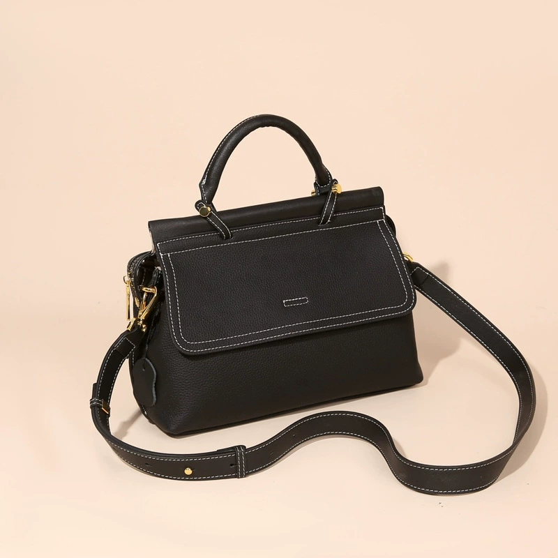 One-Shoulder Leather Bag, Genuine Cowhide, Spacious 27×9.5×22 cm, Adjustable Strap