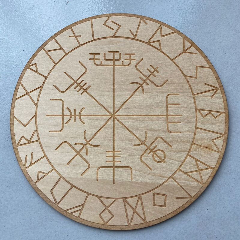 生命之花五芒星维京如尼符号水晶阵七脉轮能量木质餐垫祭坛摆件 图 1
