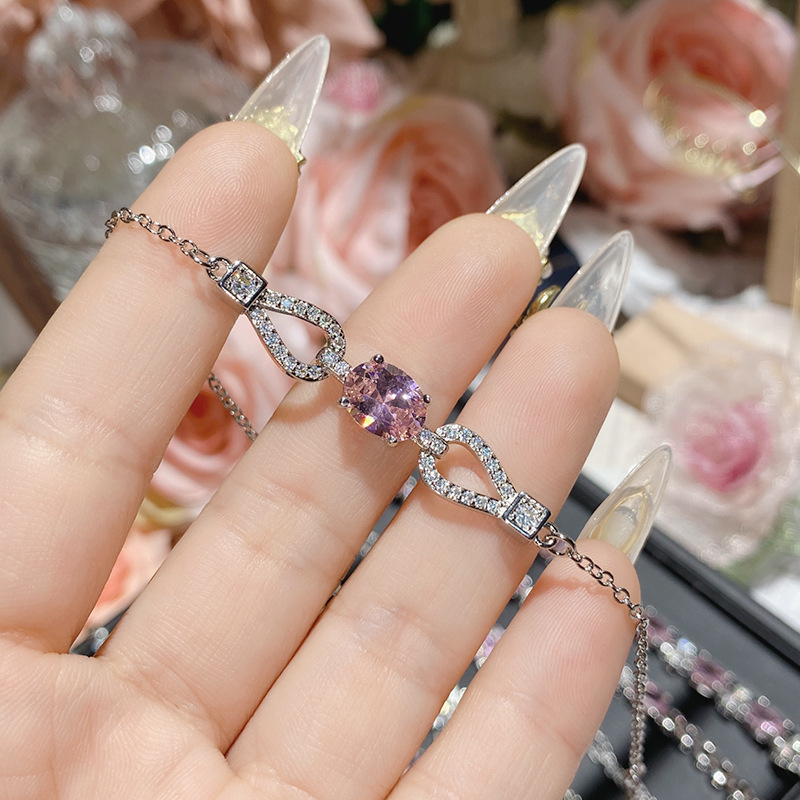 18g Weight Copper Pendant Material Zircon Inlay Material Bracelets Classification Copper Chain Material 1 Piece Quantity Holiday, Daily Occasion Copper Material Heart Shape, Flower, Bow Knot Pattern Women's Gender Inlay Design Cute, Simple Style Style Copper Inlay Heart Shape Flower Bow Knot Zircon Bracelets 3