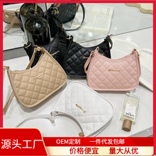 跨境女包批发2022ladies handbags格纹素色单肩包气质百搭腋下包