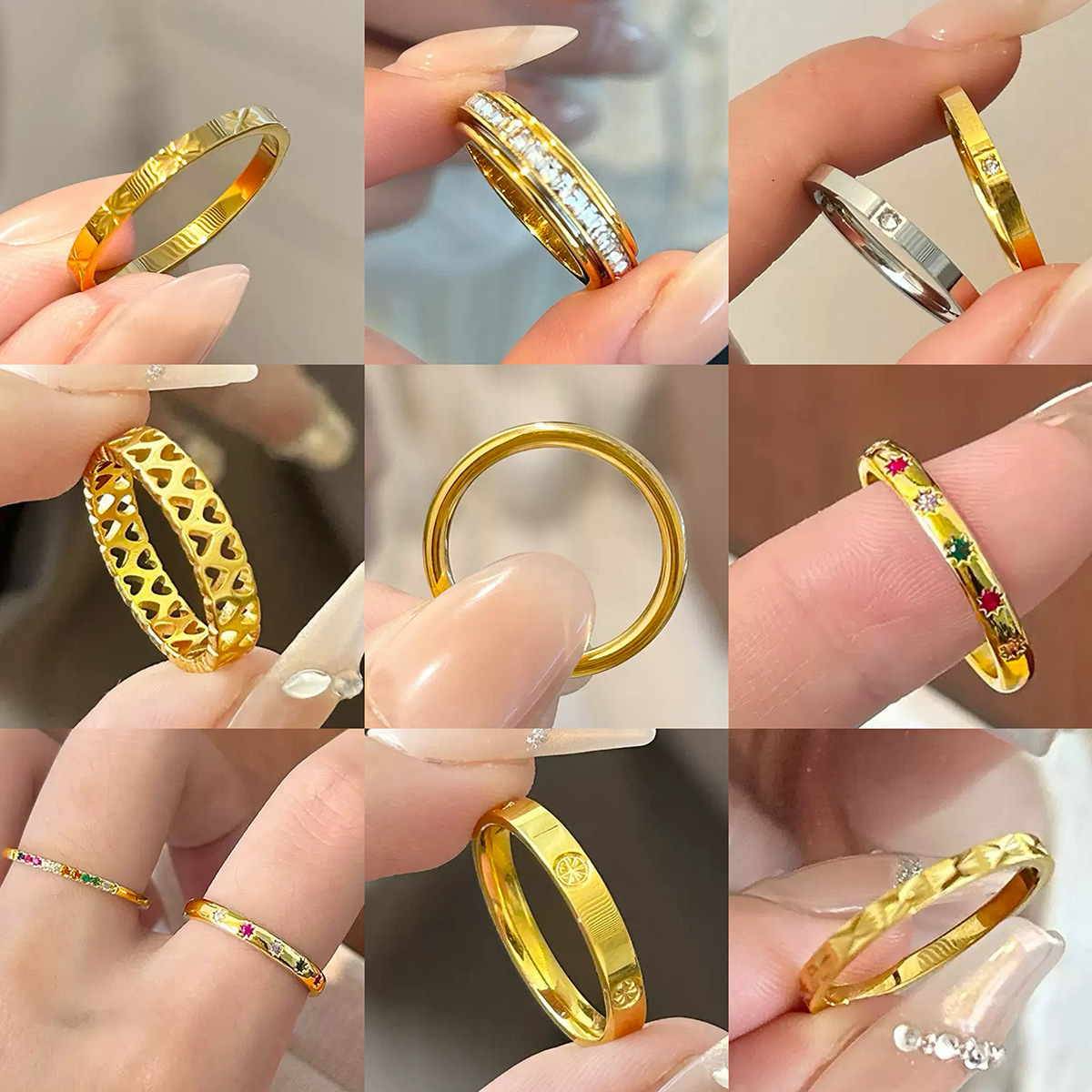 Retro small design ring stainless steel heart-shaped