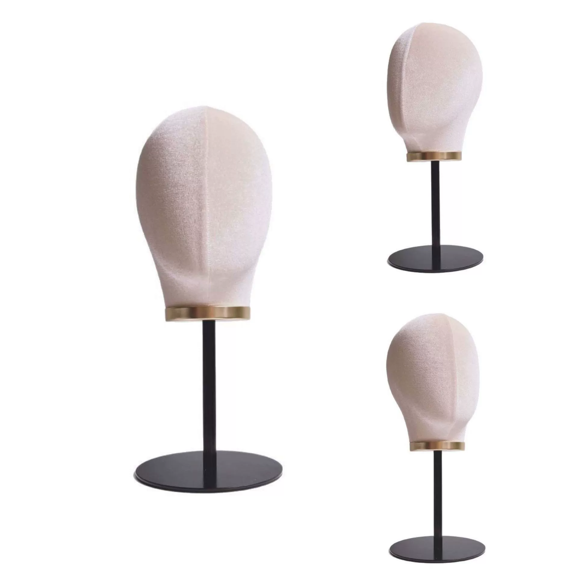 Beige velvet mannequin head, hat, stand, wig, storage system, (Cross-border trading)