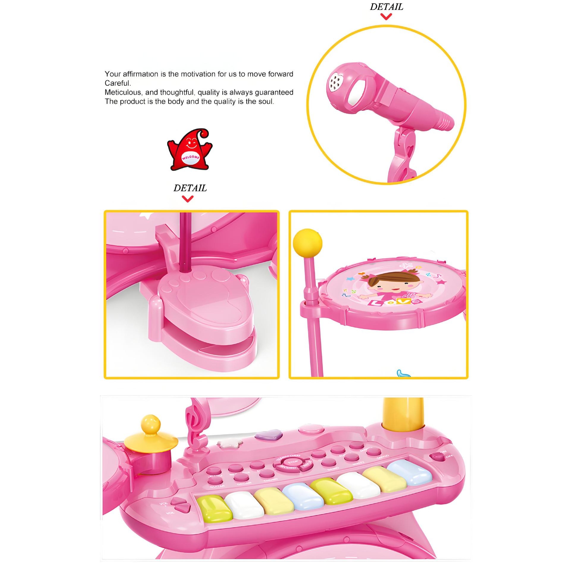 Estante transfronterizo tambor con micrófono instrumento musical juguetes para niños 3 - 6 años multifuncional tambor de jazz regalo de aniversario de bebé