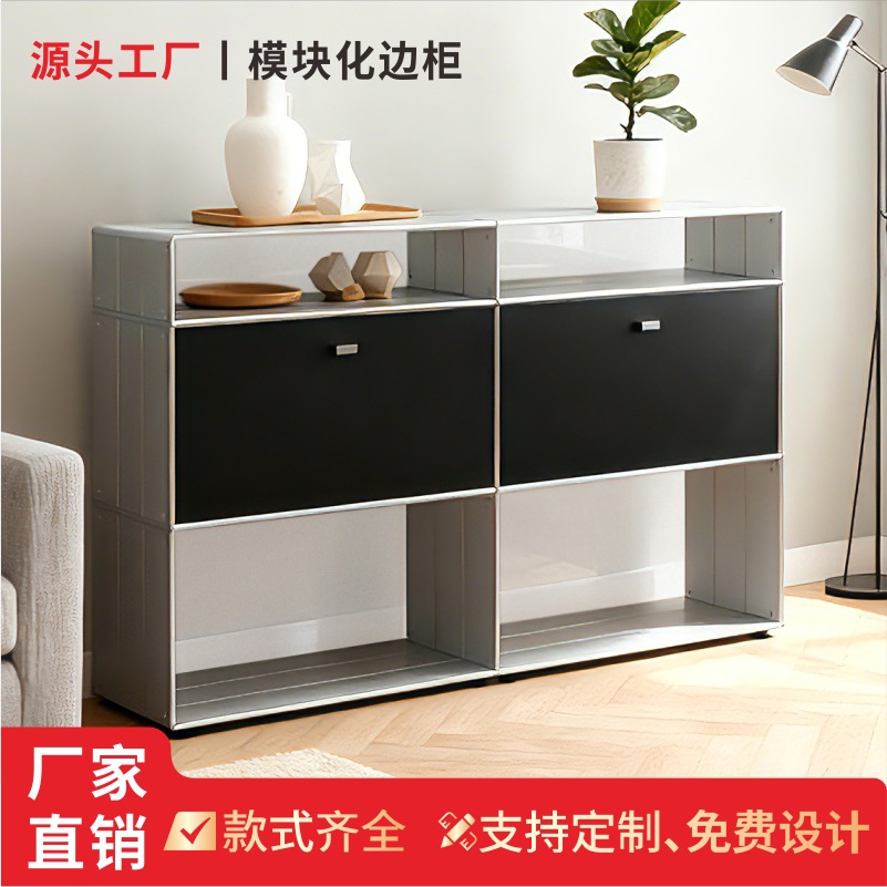 Environmentally Friendly and Durable Dob Aluminum Sideboard, Minimalist Design for Restaurant Storage, Panels Can Be Color-Matched, Factory Direct Supply