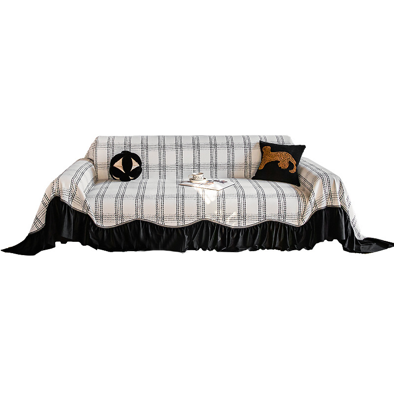 Sofá de falda francesa cuatro estaciones generales 2025 nuevo una cubierta completa de alta calidad sofá toalla cojín de verano