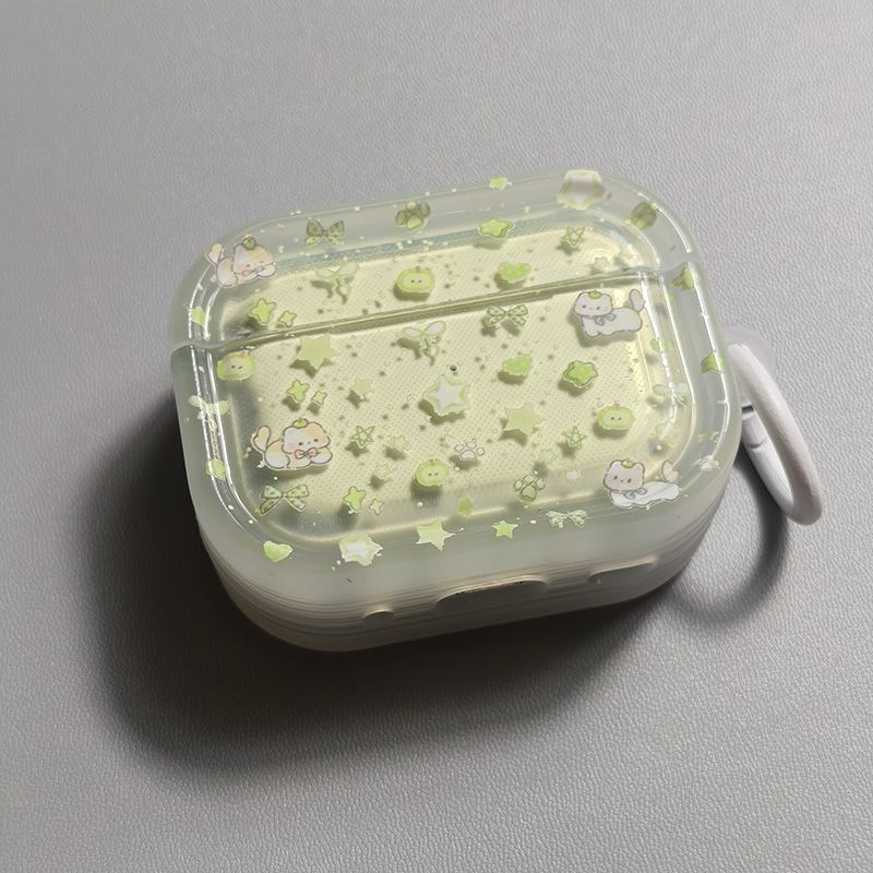 Gatos de manzana verde para airpods4 cubierta de auriculares airpods1 / 2 generación de manzana pro3 estuche bluetooth