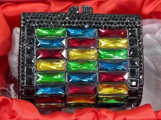 Túi clutch nữ đính đá rhinestone dạ hội cầm tay — Màu Sâm panh, Đế Vàng Kim Cương, Nền vàng kim cương trắng, Vàng kim AB chi tiết 6