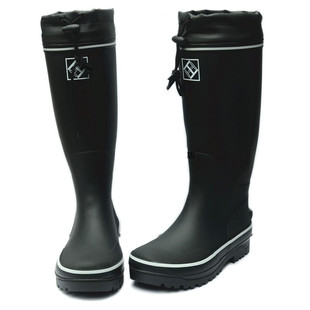 HH-010 Super High Men's Rain Boots Black Rubber Rain Boots Fashion Foreign Trade Water Shoes Soft Thick Sole Comfortable Breathable Outdoor