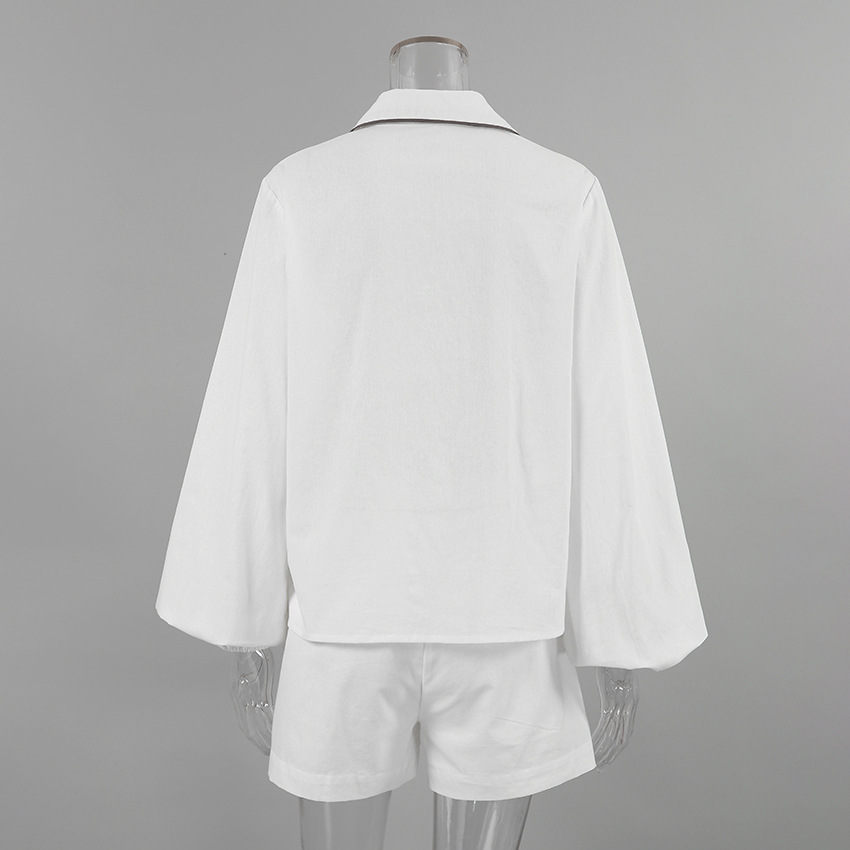 238g Weight Long Sleeve Sleeve Length Cotton Fabric Type Pant Co-ord Set Sets Type 2 Pieces Set Quantity Holiday, Outdoor, Daily Occasion Turndown Neckline Regular Fit Fit Type Solid Color, Lines Pattern Summer, Spring Season Women's Gender Pocket Design Streetwear Style Holiday Outdoor Daily Women's Streetwear Solid Color Lines Cotton Pocket Pant Co-ord Set Shorts Sets 5