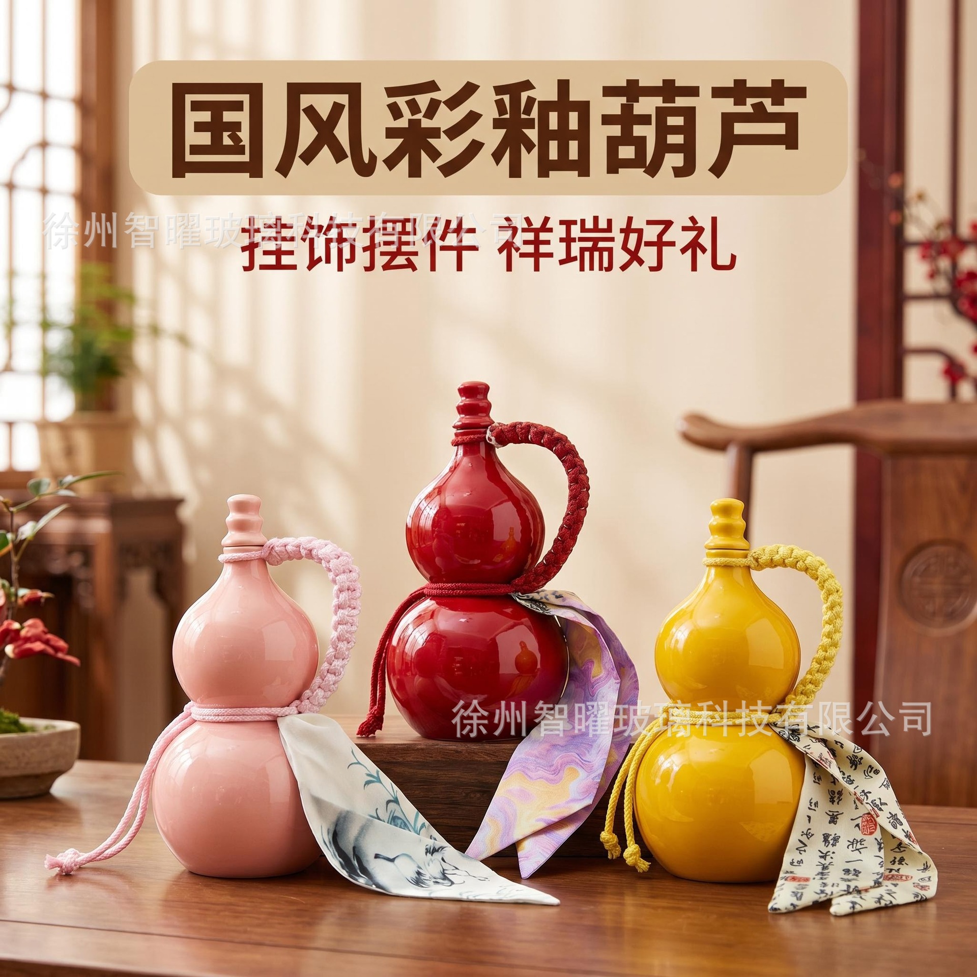 Factory Direct Sales Wholesale 500ml Imitation Porcelain Gourd Bottle Glass Gourd Water Jug Beverage Sealed Juice Gourd Wine Bottle